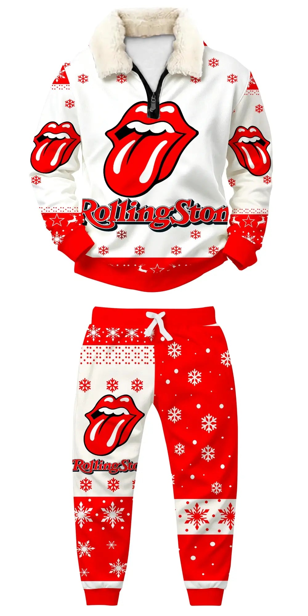 Rock Holiday Ugly Quarter Zip Sweatshirt & Sweatpant Set - THREADPARTY