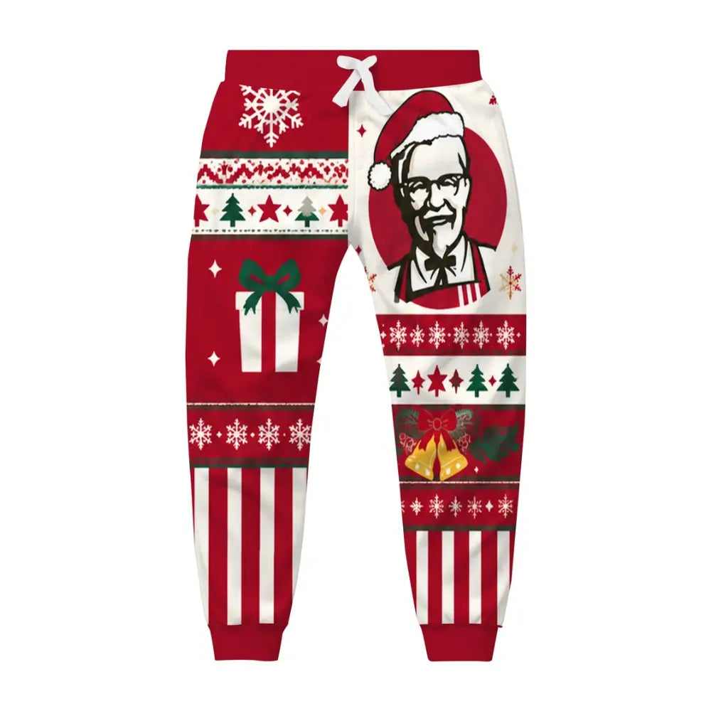 Santa Burger Ugly Quarter Zip Sweatshirt & Sweatpant Set - THREADPARTY
