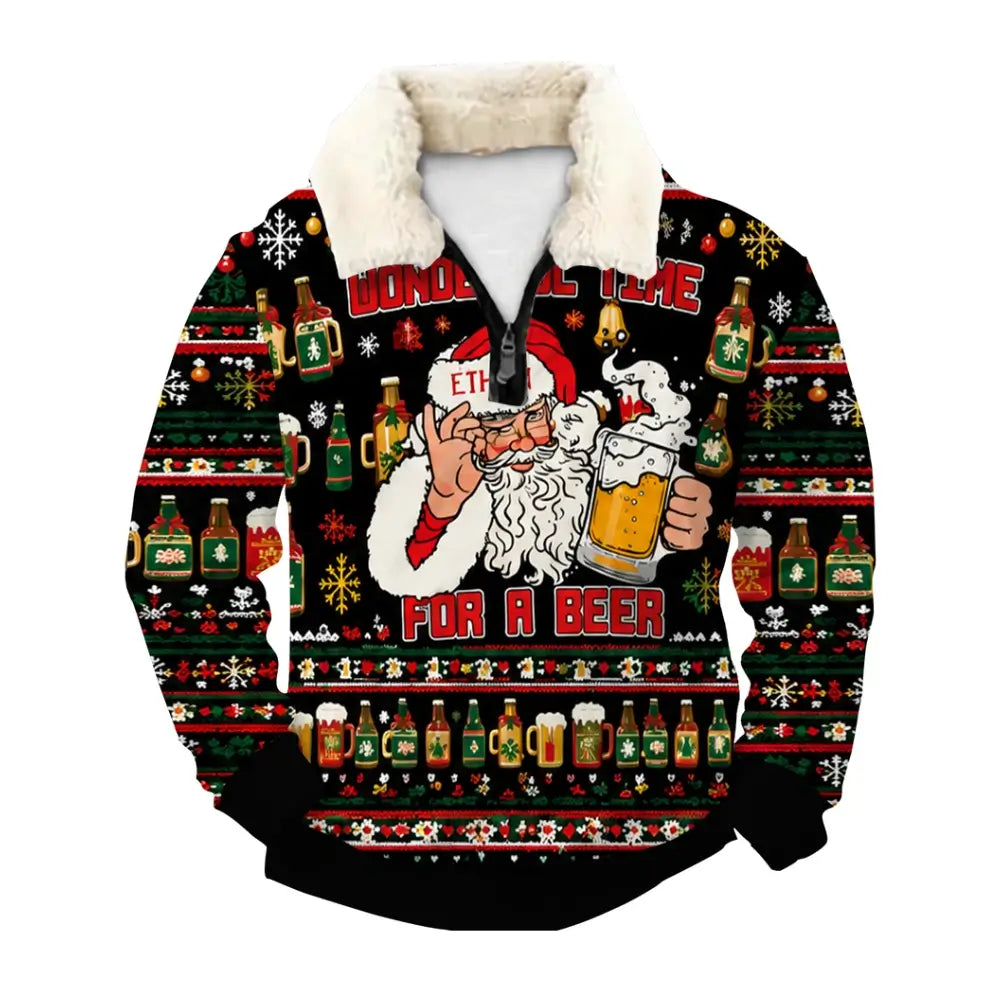 Santa Grooves Ugly Quarter Zip Sweatshirt & Sweatpant Set - THREADPARTY