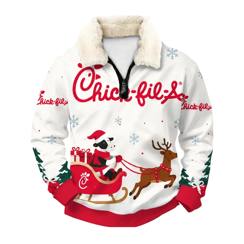 Santa Ride Ugly Quarter Zip Sweatshirt & Sweatpant Set - THREADPARTY