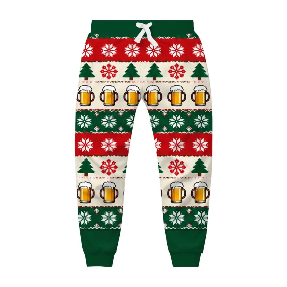 Santa’s Beer Time Ugly Quarter Zip Sweatshirt & Sweatpant Set - THREADPARTY