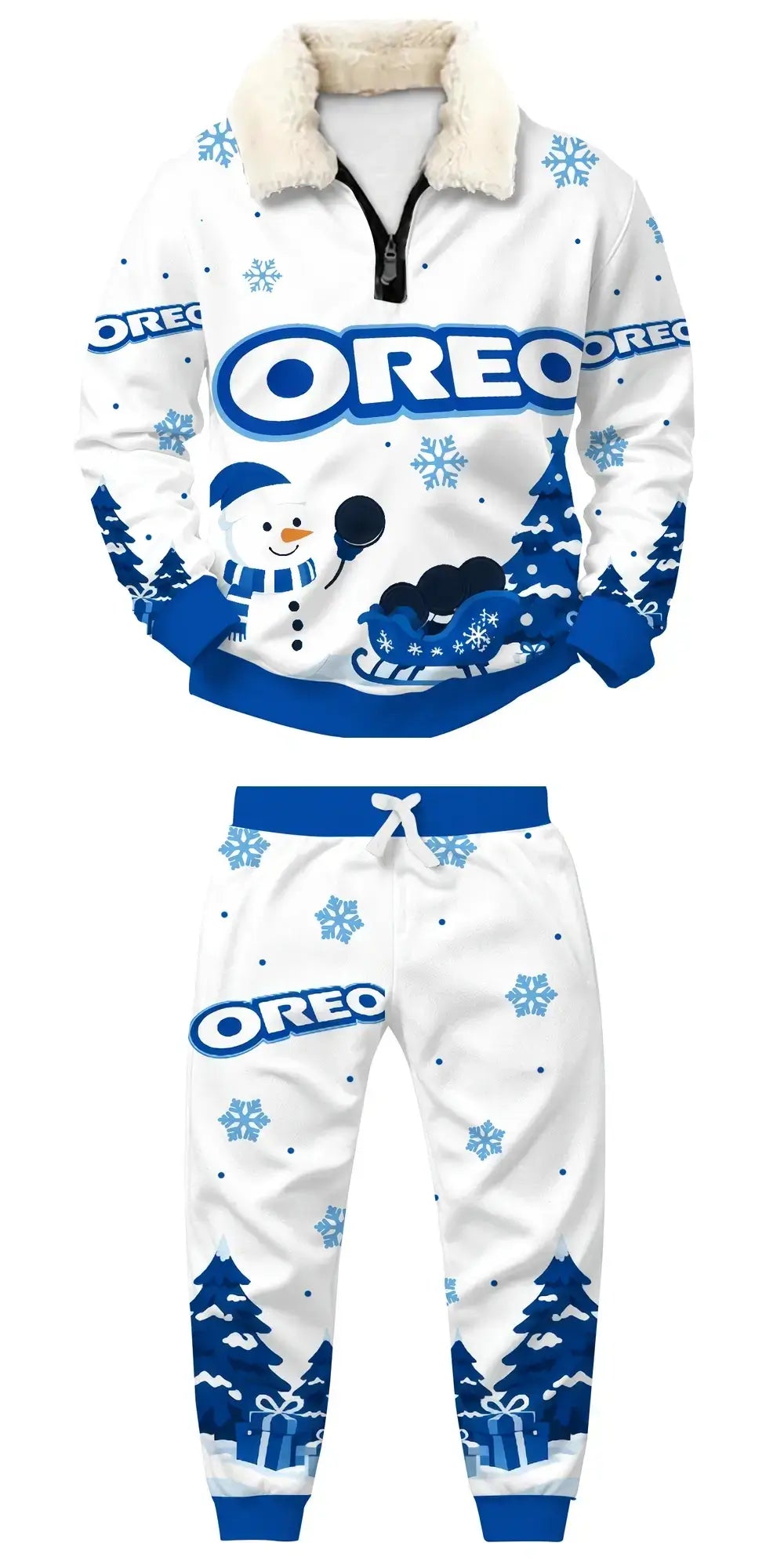 Snowy Cookies Ugly Quarter Zip Sweatshirt & Sweatpant Set - THREADPARTY