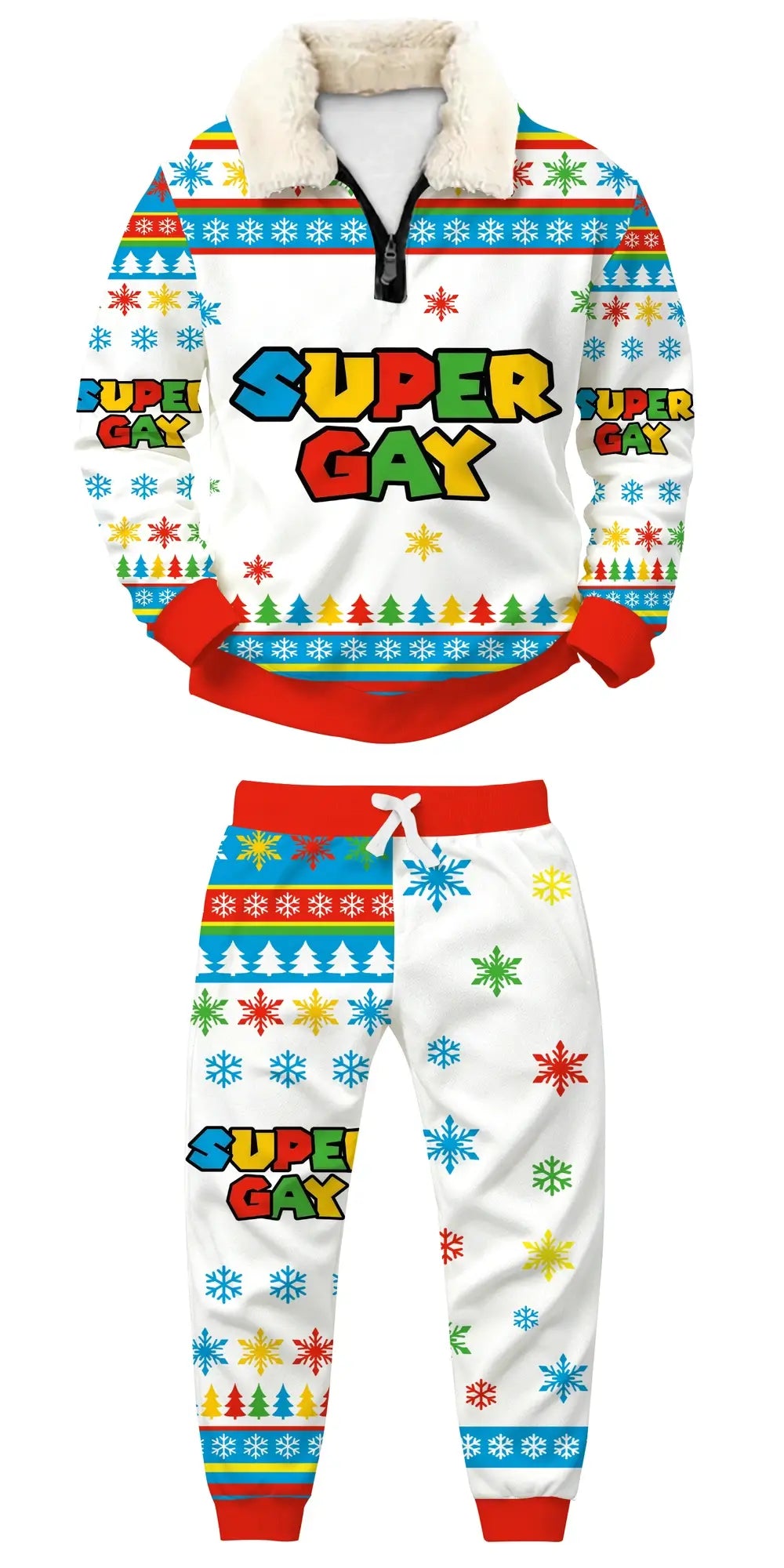 Super Holiday Ugly Quarter Zip Sweatshirt & Sweatpant Set Ugly Quarter Zip Sweatshirt & Sweatpant Set - THREADPARTY