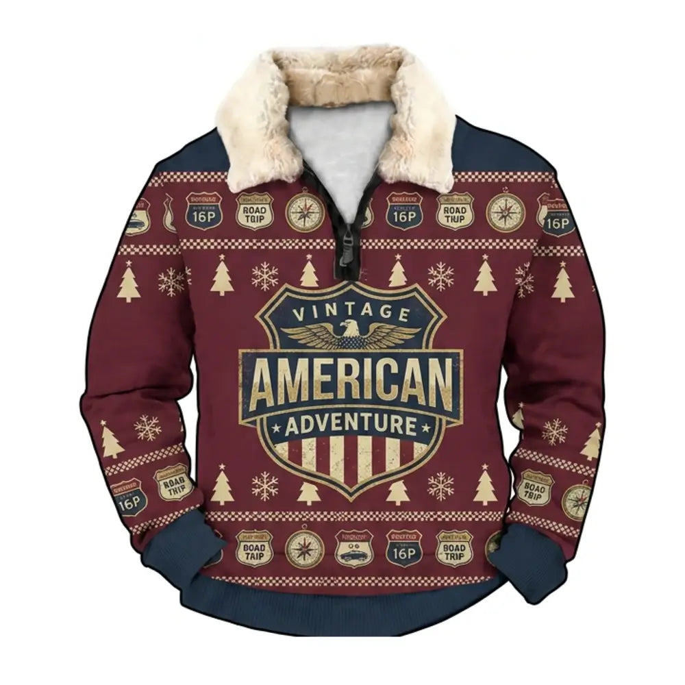 Vintage American Adventure Ugly Quarter Zip Sweatshirt & Sweatpant Set - THREADPARTY