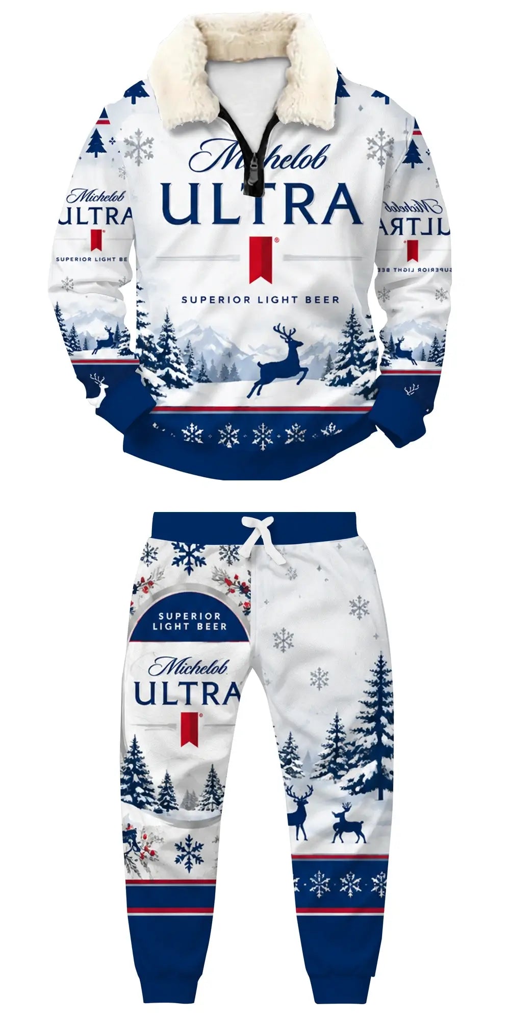 Winter Brew Ugly Quarter Zip Sweatshirt & Sweatpant Set - THREADPARTY