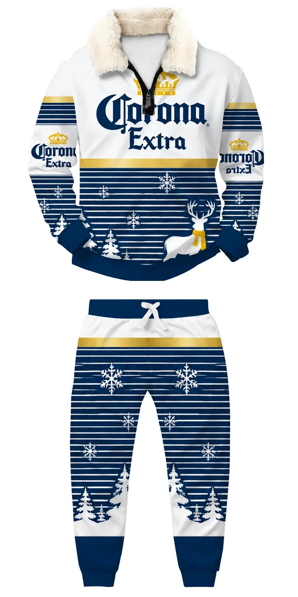Winter Brew Ugly Quarter Zip Sweatshirt & Sweatpant Set - THREADPARTY