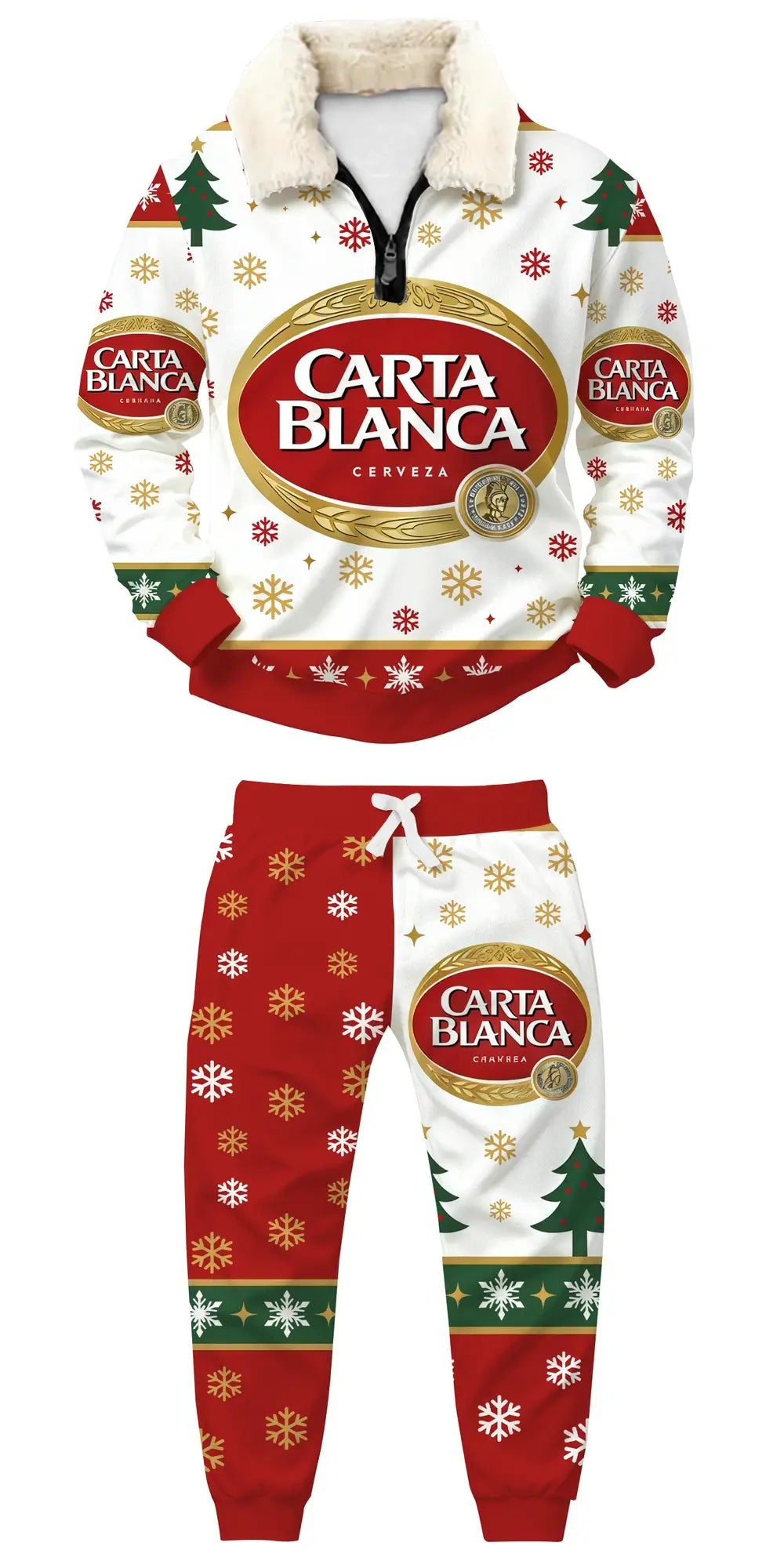 Winter Brew Ugly Quarter Zip Sweatshirt & Sweatpant Set - THREADPARTY
