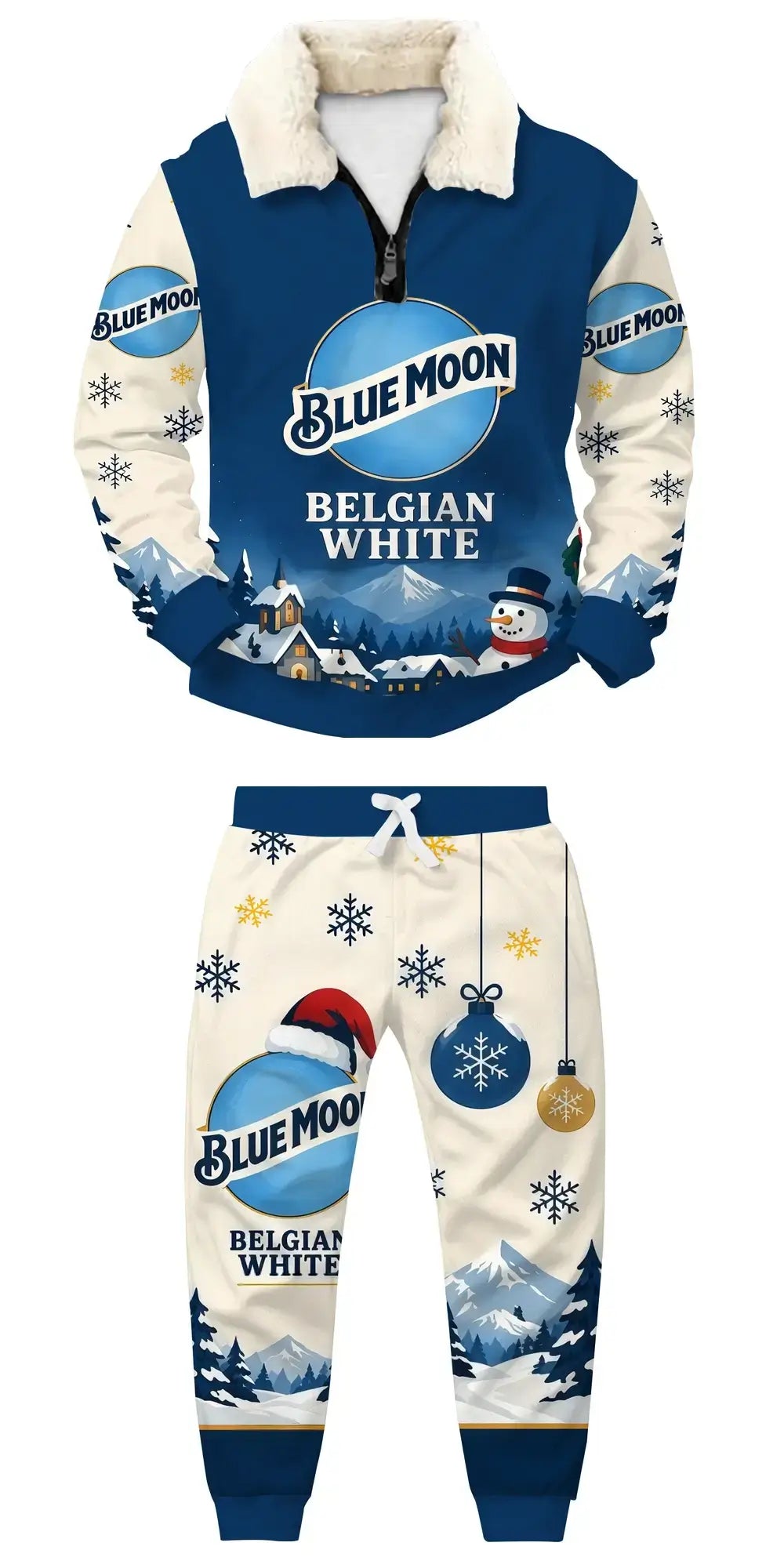 Winter Brew Ugly Quarter Zip Sweatshirt & Sweatpant Set - THREADPARTY