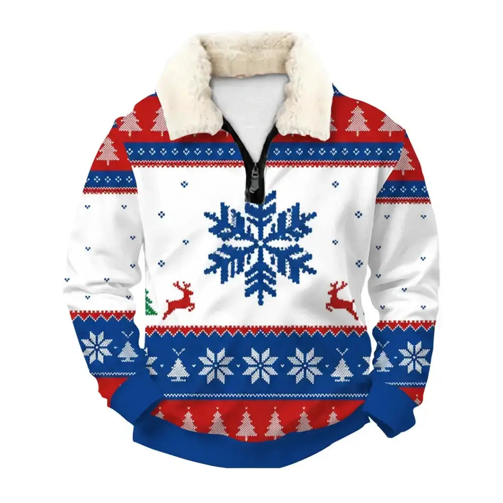 Winter Fairisle Ugly Quarter Zip Sweatshirt & Sweatpant Set - THREADPARTY