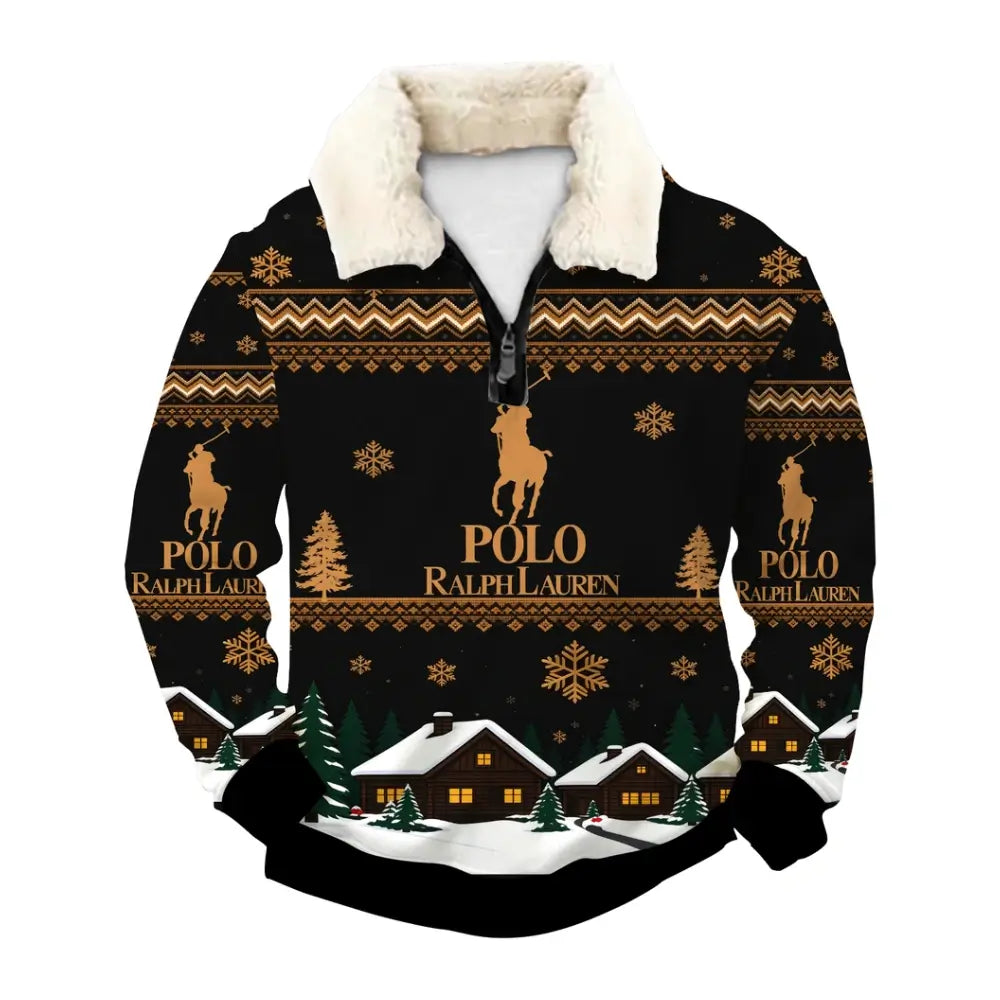 Winter Lodge Elegance Ugly Quarter Zip Sweatshirt & Sweatpant Set - THREADPARTY