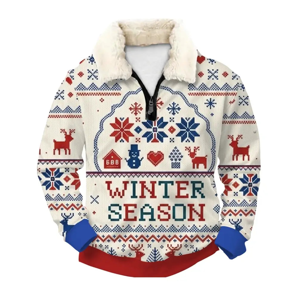 Winter Season Ugly Quarter Zip Sweatshirt & Sweatpant Set - THREADPARTY