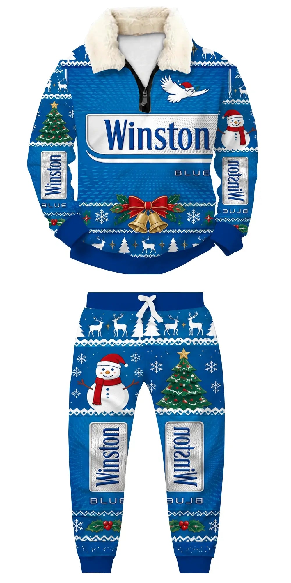 Winter Smoke Ugly Quarter Zip Sweatshirt & Sweatpant Set - THREADPARTY