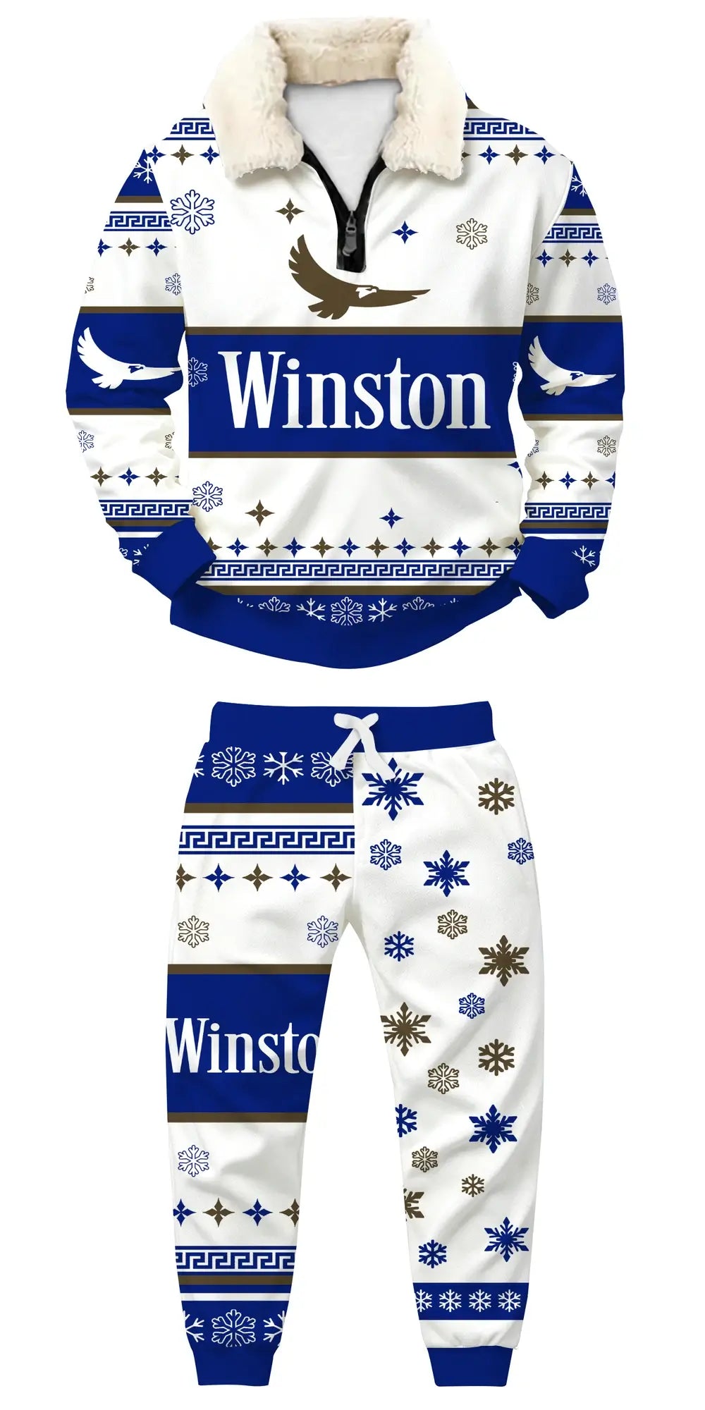 Winter Winston Ugly Quarter Zip Sweatshirt & Sweatpant Set - THREADPARTY